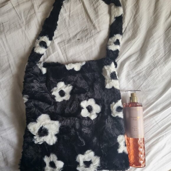 Neiman Marcus Handbags - Neiman Marcus Floral Fuzzy Tote Bag